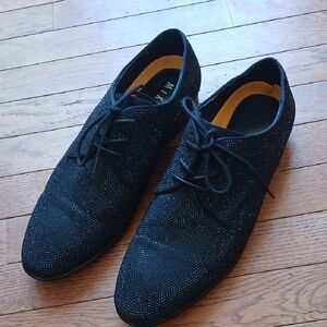 Black Men's Lace-Up Dress Shoes with Subtle Sparkle